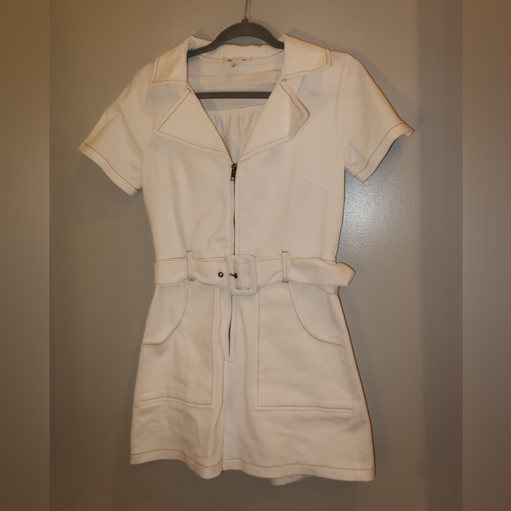 Cream Short Sleeve Jumpsuit